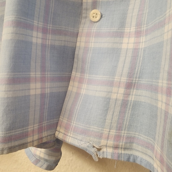 Peter Millar 100% Cotton Blue Plaid Button-Down Dress Shirt Mens Large - Picture 4 of 7